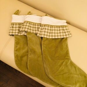 6 Ballard Designs Sage Check Stockings